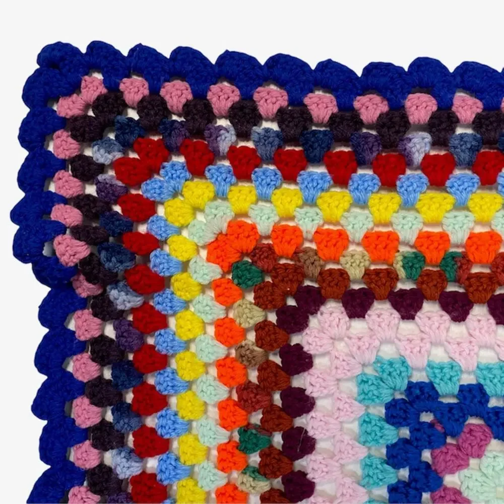 Baby or Lap Blanket Hand Knit Crochet Multicolor Homemade Granny Boho